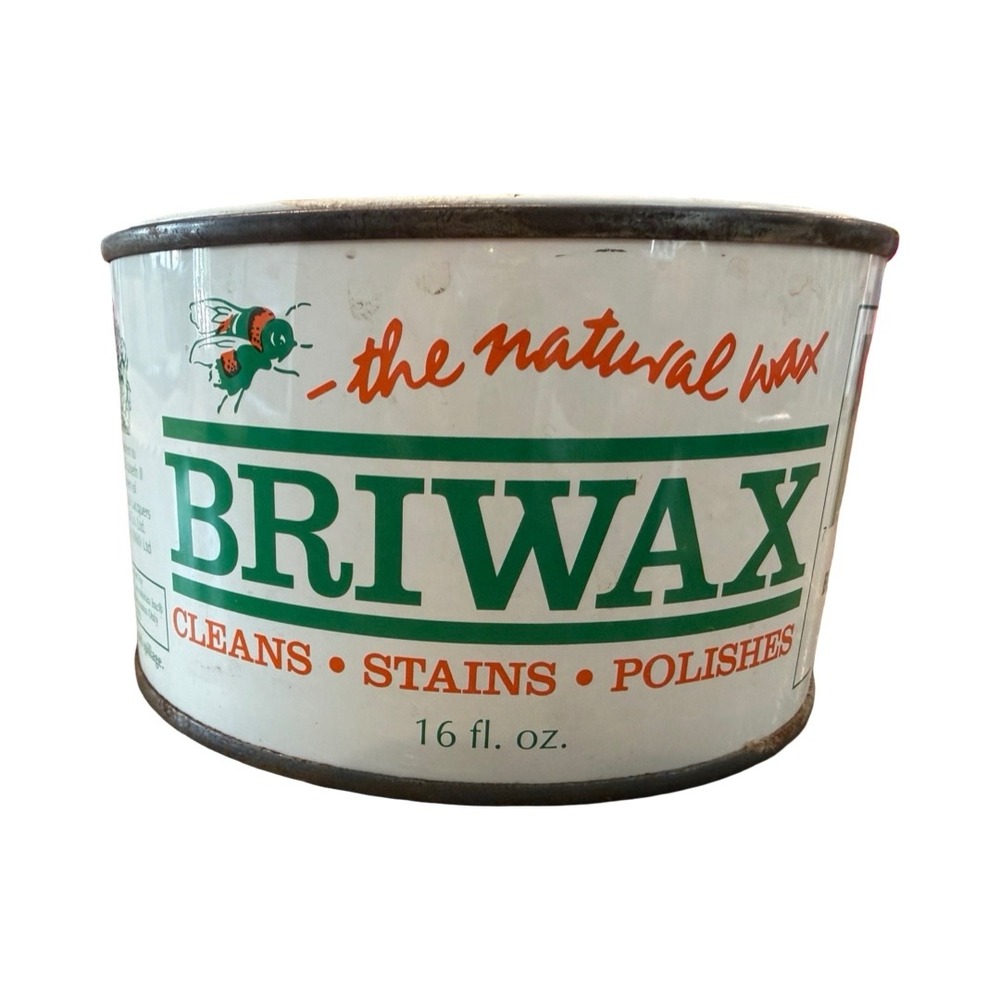 Vintage Briwax Natural Wood Wax Polish 16oz Tin Cleans Stains Polishes Beeswax